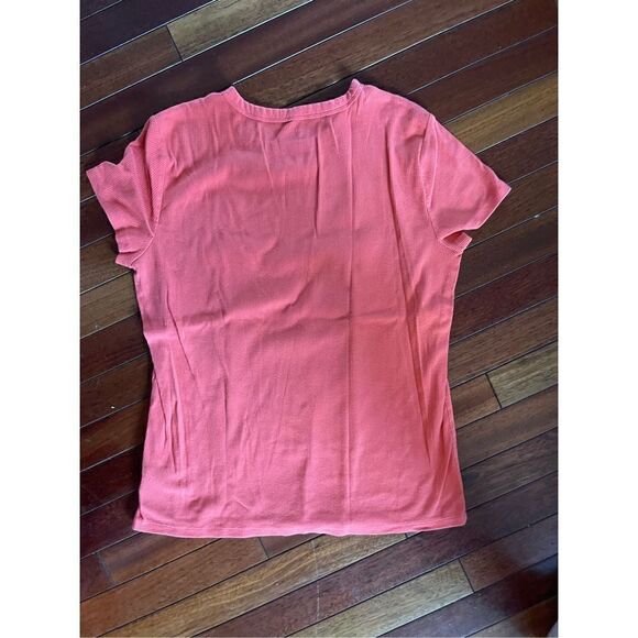 Gap ribbed women’s cap sleeve tee, coral-orange color, xl - Picture 2 of 3